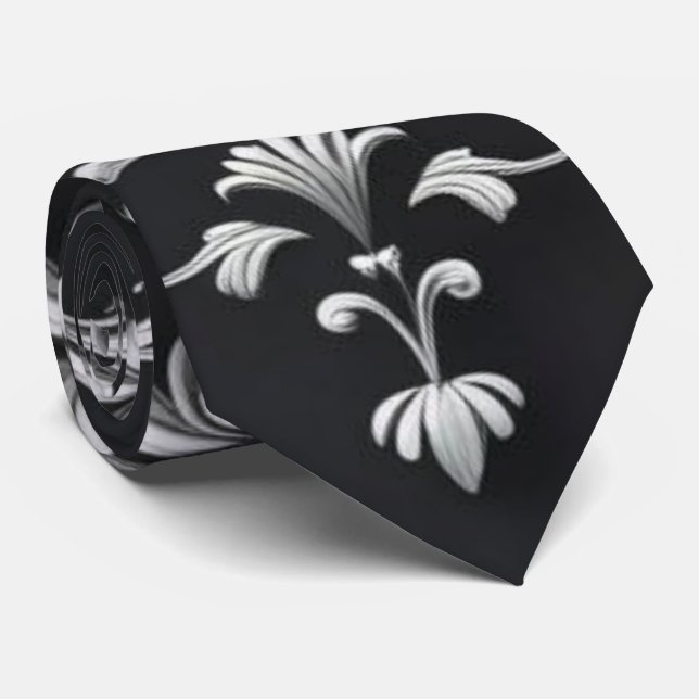 Elegant Damask Floral Neck Tie (Rolled)