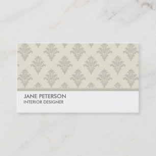 Elegant Damask Floral Pattern Interior Designer Business Card
