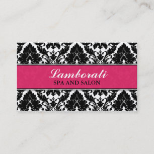 Elegant Damask Floral Pattern Pink Modern Stylish Business Card