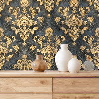Elegant Damask Gold And Black