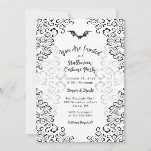 Elégant Damask Halloween Costume Fête Invitation
