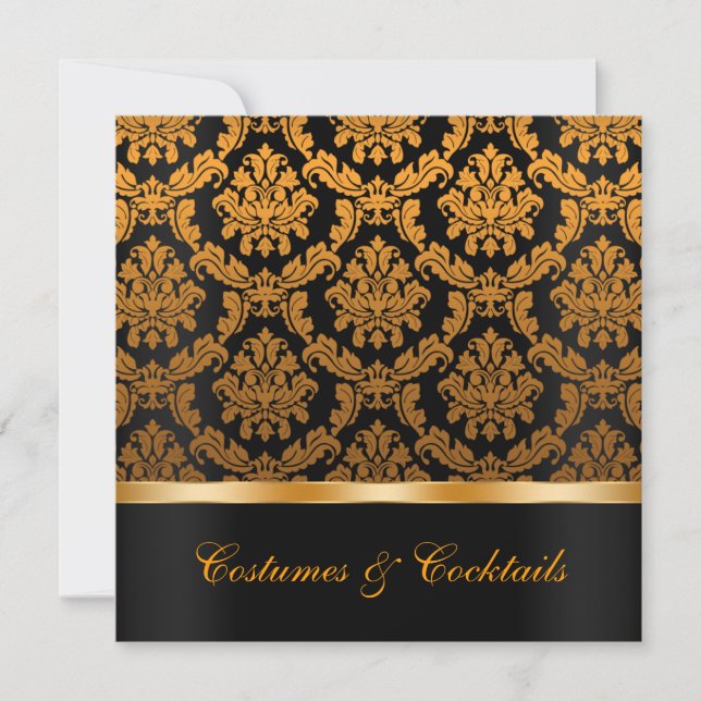 Elegant Damask Halloween Party Invite (Front)