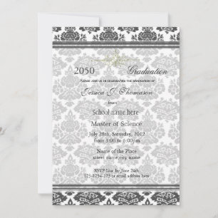 Elegant damask high achievement graduation invitation