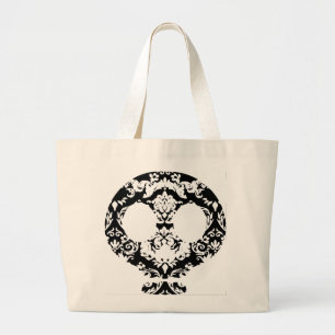 Elegant Damask Lace Goth Skull Tote