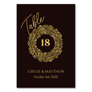 Elegant Damask  Maroon Wedding Table Number card