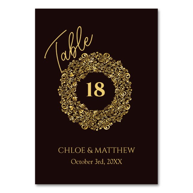 Elegant Damask  Maroon Wedding Table Number card (Front)