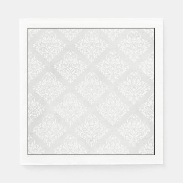 Elegant Damask Minimalist Wedding Napkin (Front)