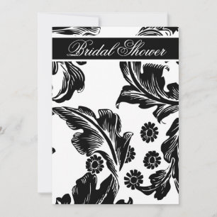 élégant damask noir & blanc invitations de douche 