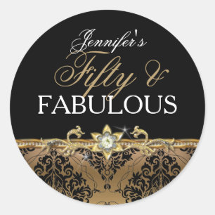 Elegant Damask Or Cinquante et Sticker Fabuleux