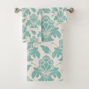 Elegant Damask Pattern Bath Towel Set