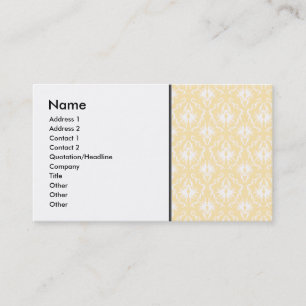 Elegant damask pattern. Light gold colour. Business Card