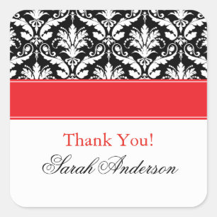 Elegant Damask Pattern Personalized Square Sticker