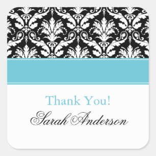 Elegant Damask Pattern Personalized Square Sticker