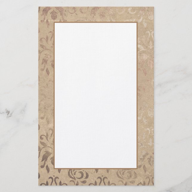 Elegant Damask Pattern Writing Paper (Front)