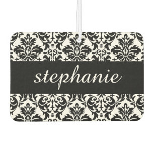Elegant Damask Patterns with Black and White Car Air Freshener