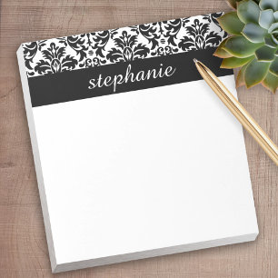 Elegant Damask Patterns with Black and White Notepad