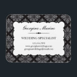 Elegant Damask Professional Business Magnet<br><div class="desc">This elegant magnet is ideal for a wedding planner, a wedding specialist or similar profession. It features a damask pattern on the background with an ornate frame that includes all the information. This classy design will keep your business information handy and available to current and potential customers. The black, white...</div>