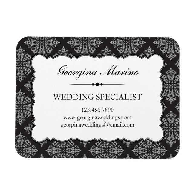Elegant Damask Professional Business Magnet (Horizontal)