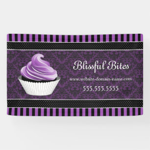 Elegant Damask Purple Cupcake Banner