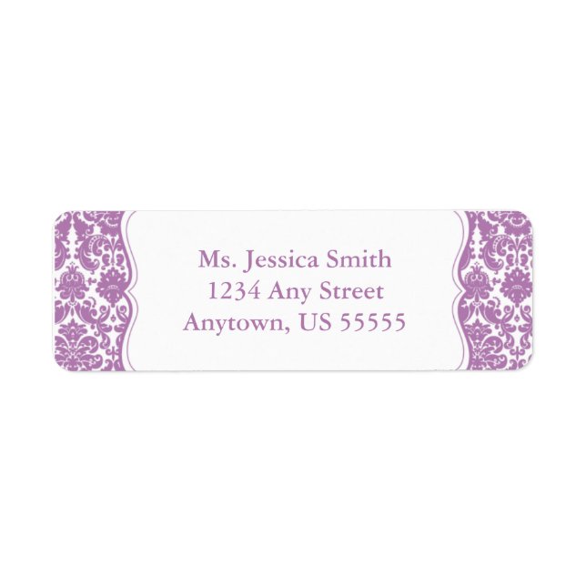 Elegant Damask Return Address Label (Front)