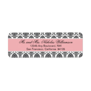 Elegant Damask Return Address Label (pink)