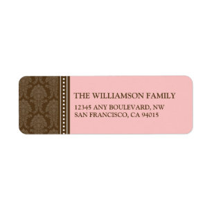Élégant Damask Return Address Labels (rose)