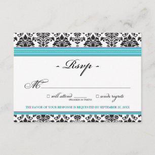 Elegant Damask RSVP Card (aqua)