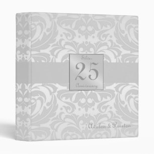 Elegant Damask Silver Anniversary Wedding Binder