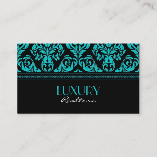 Elegant Damask Style Business Card (Front)