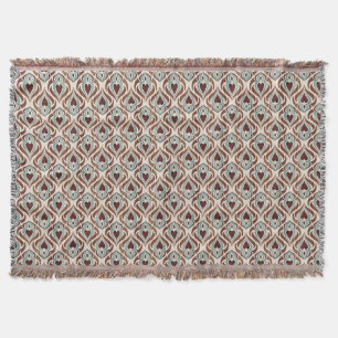 Elegant damask style - teal & brown color throw blanket