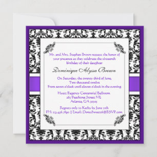Elegant Damask Swirl Invite [Purple]