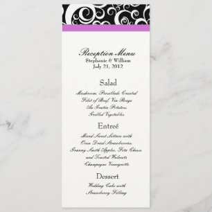Elégant Damask Swirls Accueil Menu en violet