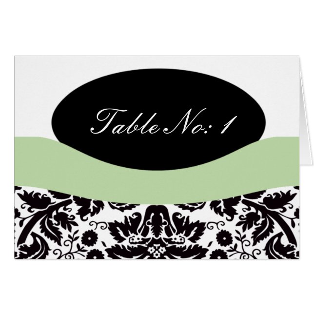 Elegant damask  table seating card (Front Horizontal)