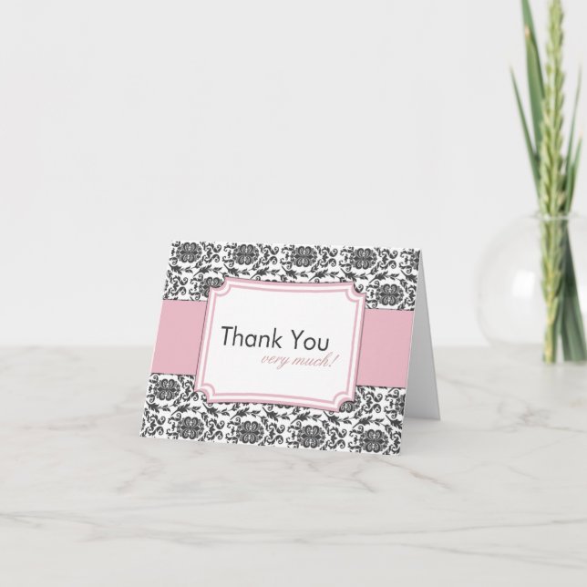 Elegant Damask Thank You Cards (Front)