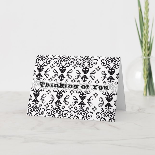Elegant Damask Thinking of You Card (Front)