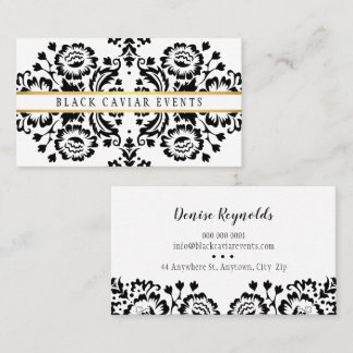 ELEGANT DAMASK vintage pattern gold black white Business Card