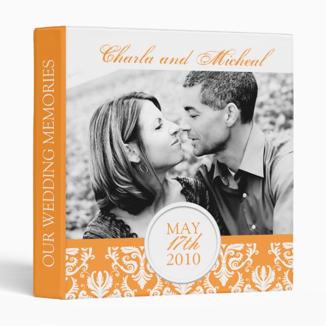Elegant Damask Wedding Album Binder (Front/Spine)