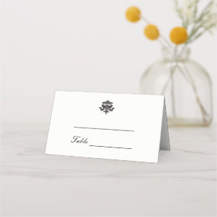 Elegant Damask Wedding Folded Place Cards