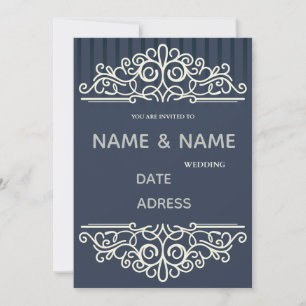 elegant damask wedding invitation