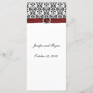 Elegant damask Wedding Menu Rack Card Template