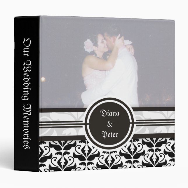 Elegant Damask Wedding Photo Binders (Front/Spine)