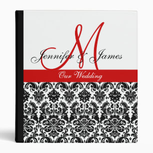 Elegant Damask Wedding Planner Red Binder