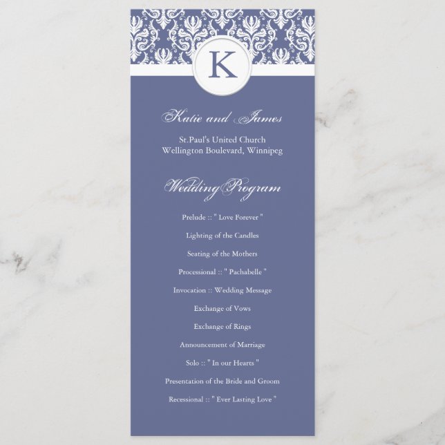 Elegant Damask Wedding Program (Front)