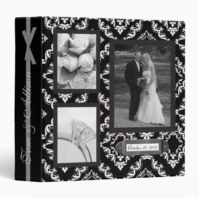 Elegant Damask Wedding Scrapbook Binder (Front/Spine)