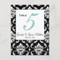 Elegant Damask Wedding Table Number Card