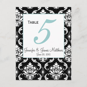 Elegant Damask Wedding Table Number Card