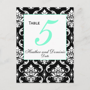 Elegant Damask Wedding Table Number Card 2