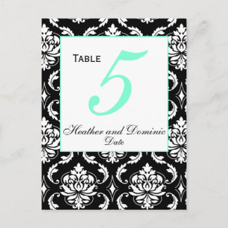 Elegant Damask Wedding Table Number Card 2