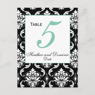 Elegant Damask Wedding Table Number Card 4