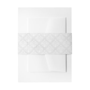 Elegant Damask White Wedding Invitation Belly Band